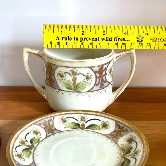 Antique Nippon Porcelain Mustard Condiment Jam Jar with Lid and Matching Saucer - Picture 9 of 13